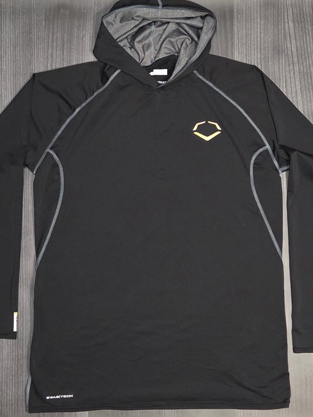 EvoShield Hoodie Mens M Black Swag Tech Performance Training Long Sleeve Shirt